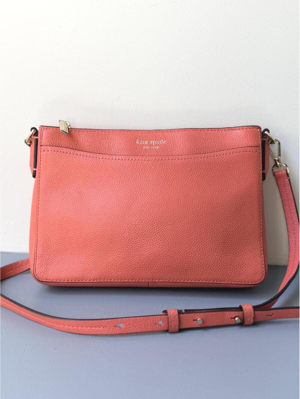 Kate Spade Salmon Coral Pebbled Leather Crossbody Bag
